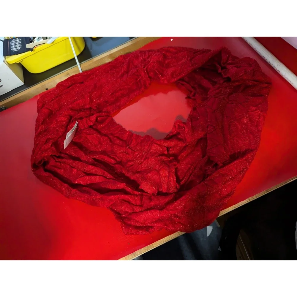 Big‎ Buddha red eternity sheer sparkle neck scarf wrap NWT